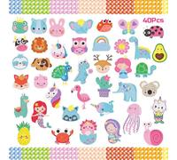 Pegatina Pintura Diamantes, CAYUDEN 40pcs DIY Diamond Painting Pegatina para Niños 5D Kits Pintura por Diamantes Pegatinas Animales Diamond Painting Stickers Regalo Infantiles para Niños 6 8 10 12