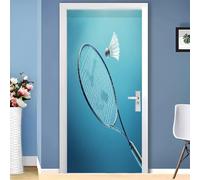 Pegatina Puerta Bádminton Murales Puertas Autoadhesivo Pegatinas para Puertas Deporte de Pelota Puerta Pared Mural 3D Interiores Decorativas Papel Pintado Pegatinas de Pared 85x200 cm m.5532