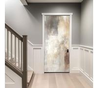 Pegatina Puerta Beige, 3D PVC Adhesivo Fotográfico Pintura Abstracta En Ruinas Vinilos Puerta Pegatina Pared Murales para Cocina Sala de Baño Decorativos, 95 x 215 cm