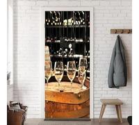 Pegatina Puerta Botellero Murales Puertas Autoadhesivo Pegatinas para Puertas Champán Puerta Pared Mural 3D Interiores Decorativas Papel Pintado Pegatinas de Pared 80x200 cm m.2047