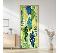 Pegatina Puerta Hojas de Palma Murales Puertas Autoadhesivo Pegatinas para Puertas Hojas de Palmeras Tropicales Puerta Pared Mural 3D Interiores Decorativas Papel Pintado 95x215 cm m.5115