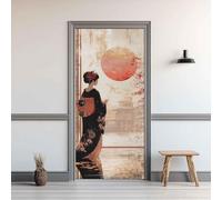 Pegatina Puerta Mujer Japonesa Murales Puertas Autoadhesivo Pegatinas para Puertas Estilo Japonés Puerta Pared Mural 3D Interiores Decorativas Papel Pintado Pegatinas de Pared 95x215 cm m.5185