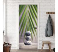 Pegatina Puerta Piedra Murales Puertas Autoadhesivo Pegatinas para Puertas Hojas de Palma Puerta Pared Mural 3D Interiores Decorativas Papel Pintado Pegatinas de Pared 88x200 cm m.2584