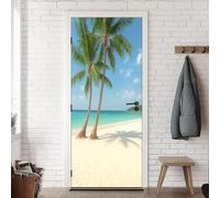 Pegatina Puerta Playa Murales Puertas Autoadhesivo Pegatinas para Puertas Hawai Puerta Pared Mural 3D Interiores Decorativas Papel Pintado Pegatinas de Pared 80x200 cm m.2519