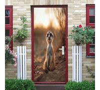 Pegatina Puerta Suricata Murales Puertas Autoadhesivo Pegatinas para Puertas Suricata Puerta Pared Mural 3D Interiores Decorativas Papel Pintado Pegatinas de Pared 80x200 cm m.3387