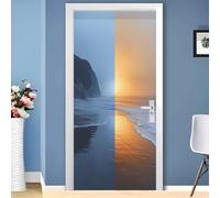 Pegatina Puerta Vista al Mar Murales Puertas Autoadhesivo Pegatinas para Puertas Playa Puerta Pared Mural 3D Interiores Decorativas Papel Pintado Pegatinas de Pared 77x200 cm m.5075