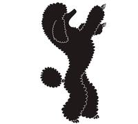 Pegatina raza Caniche sobre 2 patas a la derecha de GogiPet, negra - Resistente a los rayos UV