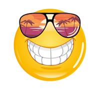 Pegatina Smile con gafas de sol 30 cm Laminada con protección UV Resistente a la intemperie Coche remolque camping car pegatina adhesiva verano primavera I Kfz750
