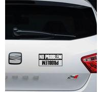 Pegatina vinilo 15x8cm PROBLEM - NO PROBLEM, 4x4 all road (Blanco)