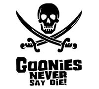 Pegatina Vinilo 16x13cm Los Goonies Nunca Dicen Muerte (Blanco)