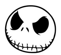 Pegatina vinilo 9x9cm Pesadilla antes de navidad Jack (Blanco mate)