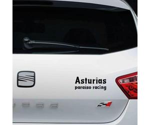 Pegatina vinilo Asturias Paraíso racing cruces 15x6cm (Gris)