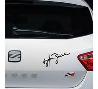 Pegatina vinilo de corte firma Ayrton Senna (Blanco, Pequeña 10x5cm)
