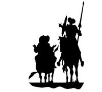 Pegatina vinilo don quijote de la mancha 14x9cm (Diseño exclusivo registrado) (Oro)