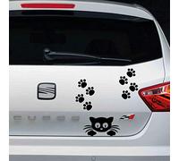 Pegatina vinilo Gato 18x9cm 8 Huellas 3x3cm (Negro)