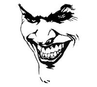 Pegatina Vinilo Joker 10,5×13,7 cm sin Fondo - Adhesivo Resistente para Coche, Moto, Casco o Pared - Diseño del Personaje Joker (Black - Negro)
