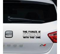 Pegatina vinilo the force is strong 20x8cm (NEGRO)