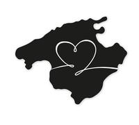 Pegatina younikat Mallorca motivo corazón silueta de la isla I 10 x 7,8 cm I negro con corazón I pegatina de vinilo I dv1353