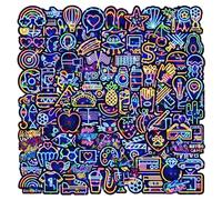 Pegatinas 100 Cool Neon Graffiti Stickers, Holográfico Impermeable Vinilo Decorativas para Infantiles Adultos, para Ordenador Portatil Laptop Skate Botella Agua Móvil Maleta Macbook Scrapbooking Taza