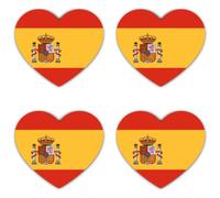 Pegatinas: 100 mm, 4 unidades, diseño de bandera de España, corazón, juego de 4 unidades, 100 mm, resistente a la intemperie, coche o maletín