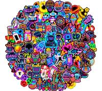 Pegatinas 100 Piezas Stickers Neon Divertidas, Impermeable Vinilo Calcomanias Pegatinas para Scrapbooking Journal Ordenador Portatil Moviles Laptop Maletas Botella Agua Agenda Skate Patinete Taza etc