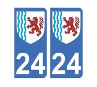 Pegatinas 24 con logo región Nueva Aquitania para matrícula