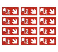 Pegatinas: 25 x 50 mm, 12 unidades - Unidad portátil de extinción de espuma - Combinación con flecha derecha abajo - Señal de seguridad contra incendios - F010 - rojo/blanco - DIN EN ISO 7010 / ASR