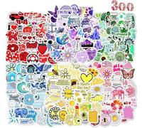 Pegatinas 300 Bonitas Divertidas Stickers de Colores, Impermeable Vinilo Pegatinas para Scrapbooking Journaling Diario Botella Agua Tablet Ordenador Portatil Maletas Skateboard Bici Patinete etc