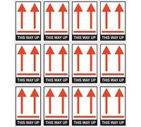 Pegatinas: 37,5 x 25 mm, 12 unidades - Identificación de paquetes - flechas orientación - aquí arriba - this way up - ADR/GHS/DGR/UN