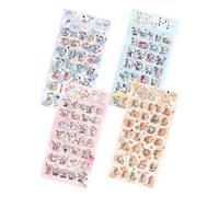 Pegatinas 3D - 4 hojas decorativas de PVC adhesivo calcomanía, pegatinas inflables - para niñas niños Álbum de fotos recompensas escolares decoración teléfono regalos fiesta