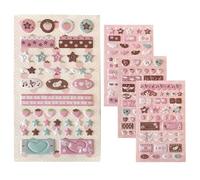 Pegatinas 3D - Juguete musical con alas de notas - 4 piezas de dibujos animados espuma estrella pegatinas - para diario, cuaderno, scrapbook, estuche, tableta, taza, botella de agua, planificador