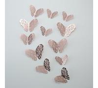 Pegatinas 3D Mariposa 12 para uds Oro Plata para decoración Pared(Rose Gold)