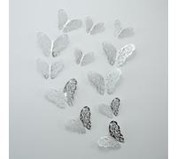 Pegatinas 3D Mariposa 12 para uds Oro Plata para decoración Pared(Silvery)