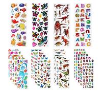Pegatinas 3D para Niños, 24 Hojas 500+ Patrón Stickers Infantiles Incluye Dinosaurios Mariposa, Carta (24 Hojas)