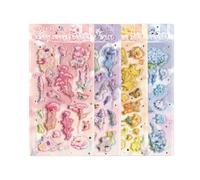 Pegatinas 3D Para Niños - Calcomanías 3D Impermeables De Animales - 4 Piezas De Divertidas Pegatinas De De Dibujos Animados | Para Niños Taza Tableta Ordenador Portátil Cuaderno Calendarios