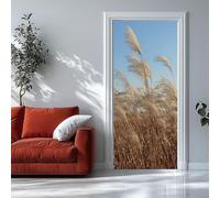 Pegatinas 3D para Puertas de Interior Plantas de Miscanto Mural de Puerta Autoadhesivo, Extraíble, para Dormitorio, Sala de Estar, Decoración del Hogar, 77 X 200 Cm