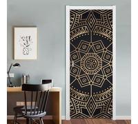 Pegatinas 3D Para Puertas Murales De Pared Autoadhesivos Peel And Stick - Precioso Patrón De Círculo De Línea De Oro Negro - Calcomanías De Vinilo Impermeables Para Puertas Papel Tapiz Para -4V7X5K3H4