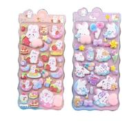 Pegatinas 3D - Pegatinas de animales para decoración - 2 hojas de calcomanías de diario | para cuaderno, scrapbooking, diario, portátil, smartphone, para niños, fiestas, regalos, premios en el