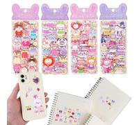 Pegatinas 3D | Pegatinas de escenas de animales de dibujos animados | 8 hojas reutilizables para vestir | para diario, cuaderno, botella, ordenador