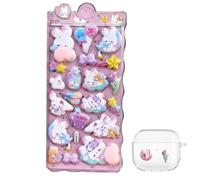 Pegatinas 3D - PVC, resina epoxi, pegatinas hinchadas para niños pequeños | Terapia de escena en miniatura 3D | diseño de animales, minipegatinas de dibujos animados para niñas, niños pequeños