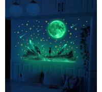Pegatinas 3D que brillan en la oscuridad de estrellas y luna para pared y techo para mejorar la decoración del dormitorio del cuarto del bebé con una sensación suave luminosa y de noche estrellada