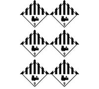 Pegatinas: 50 x 50 mm, 6 unidades - Nota de peligro - Clase 9A - varias sustancias y objetos peligrosos - ADR/GHS/DGR/UN pictograma de seguridad