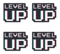 Pegatinas: 75 mm, 4 unidades - gran Level Up Gaming Sticker en Retro Pixel Look para consola y portátil