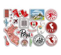 Pegatinas A5 para hoja de vinilo de Perú - América del Sur país puntos de interés de vacaciones sello de mapa de verano bandera viaje ciudad equipaje scrapbooking #79024