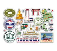 Pegatinas A5 para hoja de vinilo Tailandia - Asia Tailandia país lugares de interés vacaciones sello de mapa de verano bandera viaje ciudad equipaje scrapbooking #79020