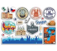 Pegatinas A5 Pegatinas de vinilo de Praga Landmarks - República Checa Sellos de aeropuerto Skyline Flag Viajes Vacaciones Scrapbooking Ciudad Equipaje #79122