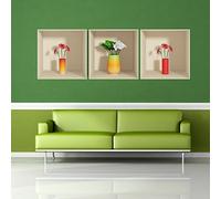 Pegatinas adhesivas 3D | Adhesivo decorativo para pared, diseño de flores, 30 x 90 cm
