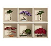 Pegatinas adhesivas 3D | Pegatina de pared 3D Bonsai multicolor - Pegatinas de pared para dormitorio adulto - Pegatinas de pared 3D - Decoración de salón - Pegatinas de pared Trompe el ojo | 60 x 90