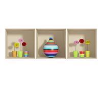 Pegatinas adhesivas 3D | Pegatina de pared efecto 3D flores florero multicolor - Pegatinas de pared para dormitorio adulto - Pegatinas de pared 3D - Deco Salon - Pegatinas de pared Trompe el ojo | 40