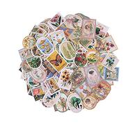 Pegatinas Adhesivas Scrapbooking Vintage, NOGAMOGA 240 Piezas Pegatinas Vintage de Sello de Planta Floral Niña Vintage, Stickers de Lámina Dorada para Bullet Journal, Tarjeta, Niños y Adultos